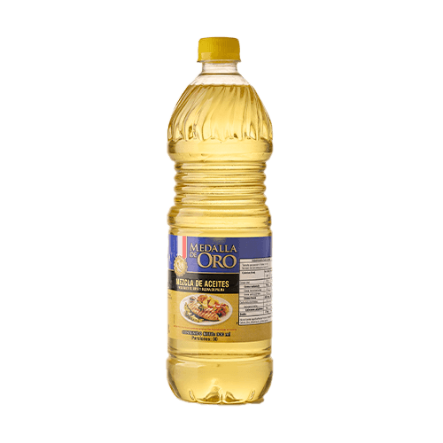 Mezcla de aceites (vegetales de soya y oleína de palma). Marca Medalla de Oro. Marca propia Olimpica por Excol Foods